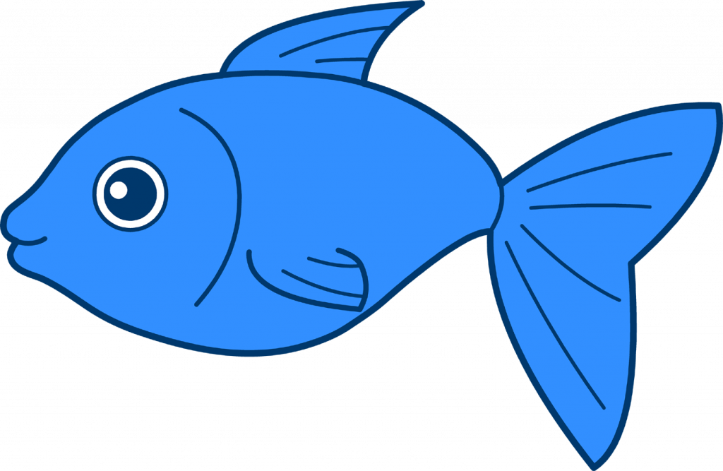 藍色卡通魚插圖 壁紙
