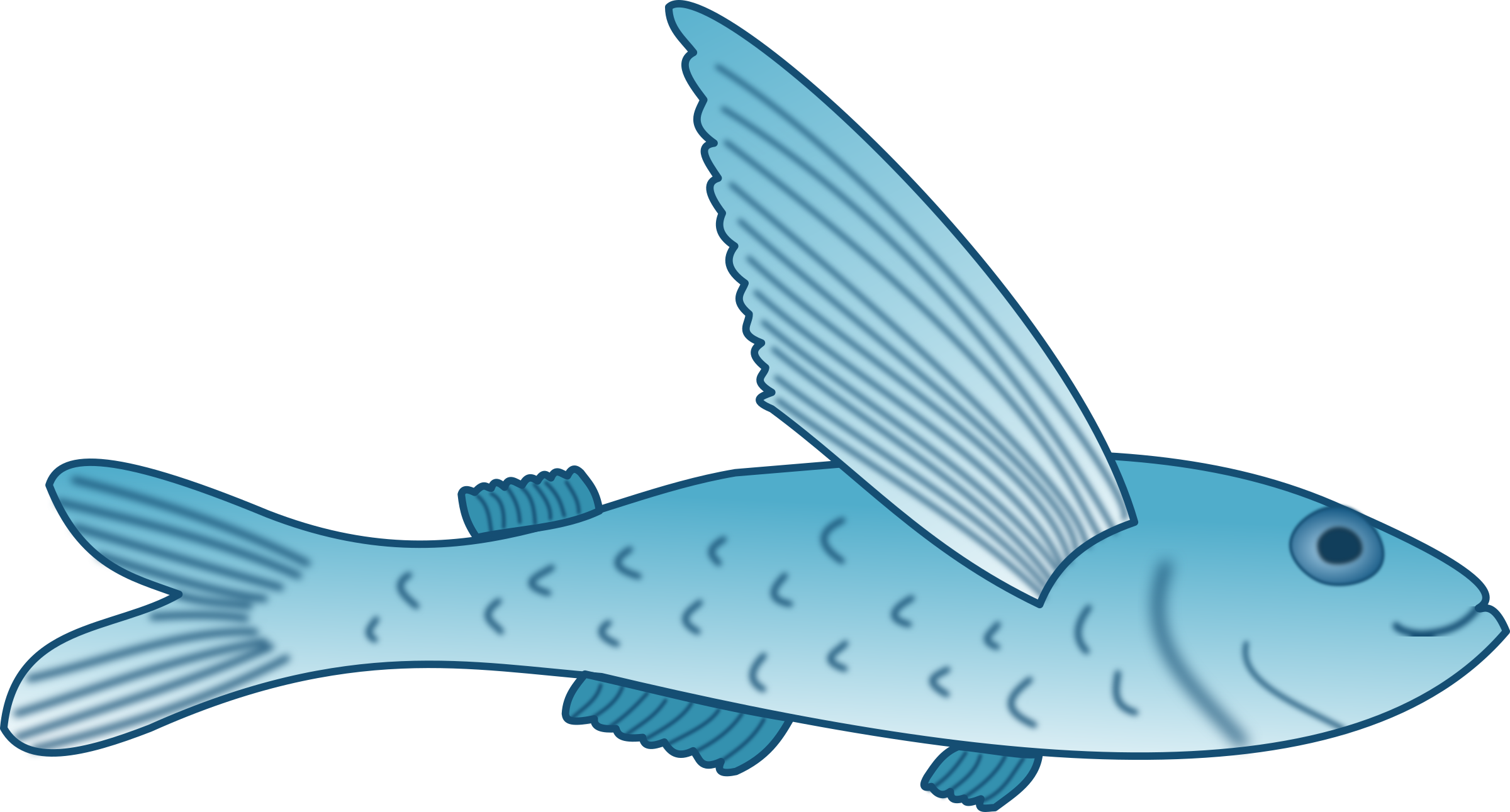 藍色卡通魚插圖 壁紙