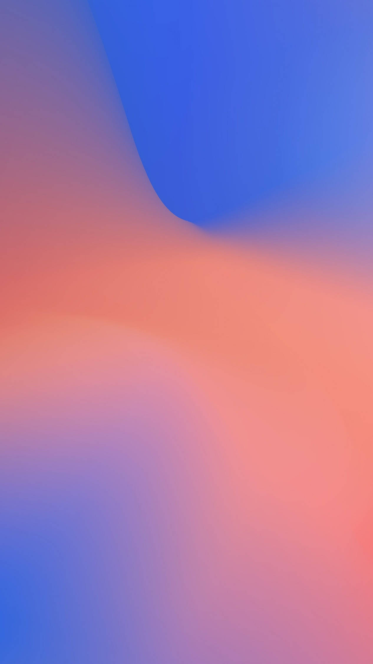 Android Phone 桌布 壁紙 — 藍色和珊瑚粉色的平滑漸變以柔和的波浪流過畫面。