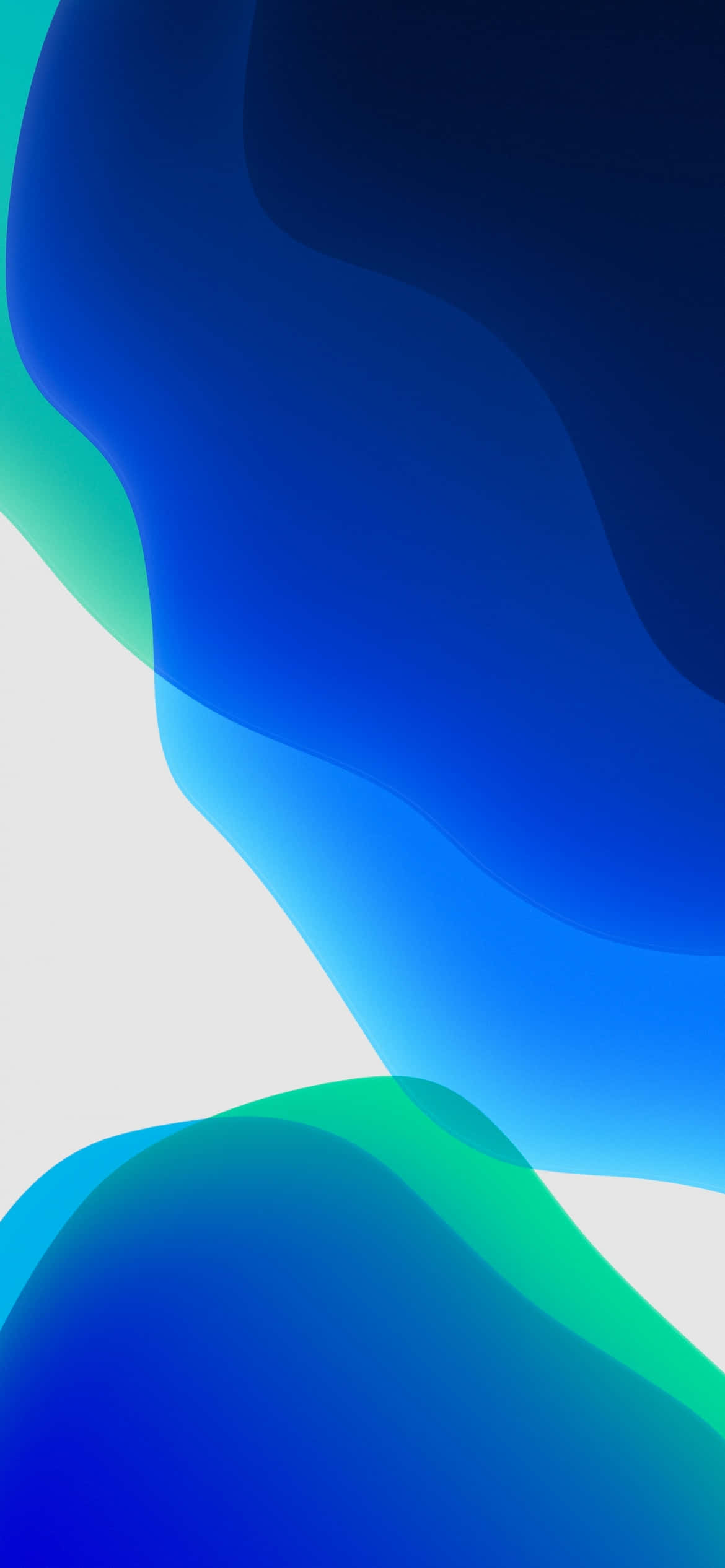iPhone 13 Pro 桌布 壁紙 — 藍色和綠色的平滑流動漸變在潔白背景上以現代數碼藝術風格旋轉。