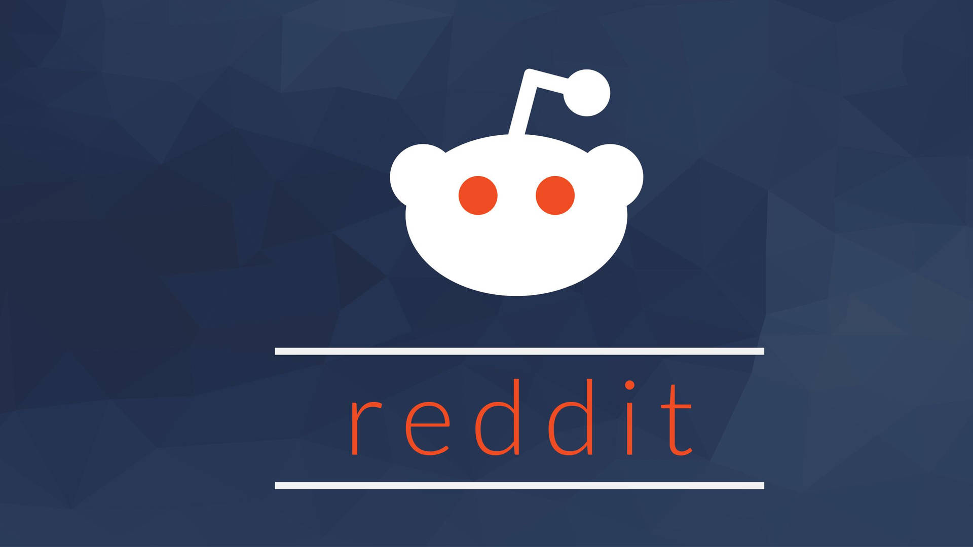 Reddit標誌，外星人吉祥物在藍色多邊形背景上