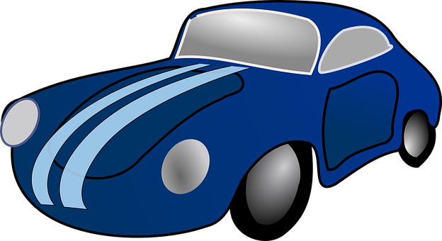 藍色復古汽車插畫 壁紙