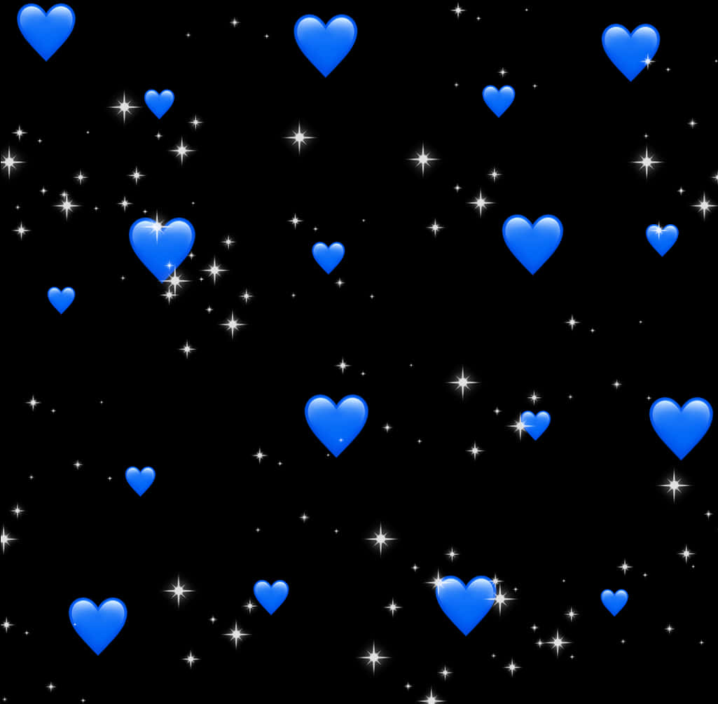 藍色心形與星星圖案 壁紙