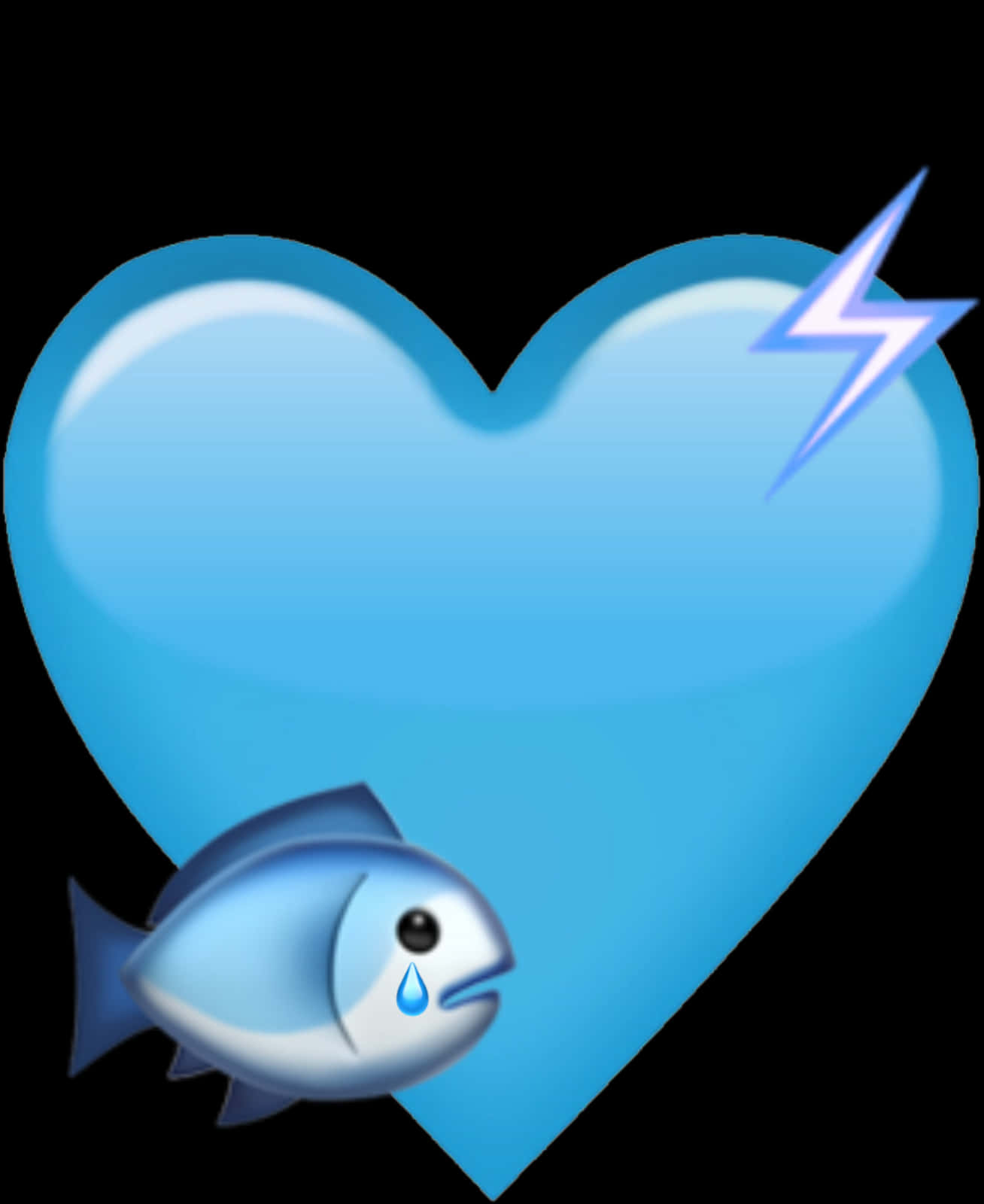 藍色心形魚與閃電符號