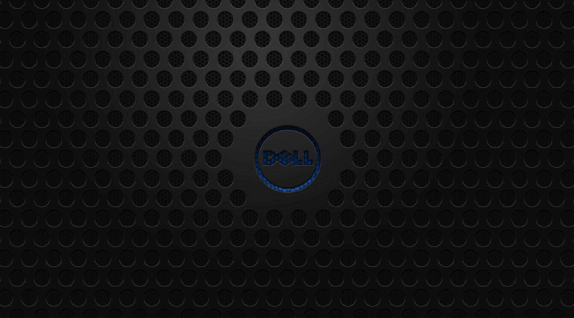黑色穿孔表面帶有發光的藍色Dell標誌