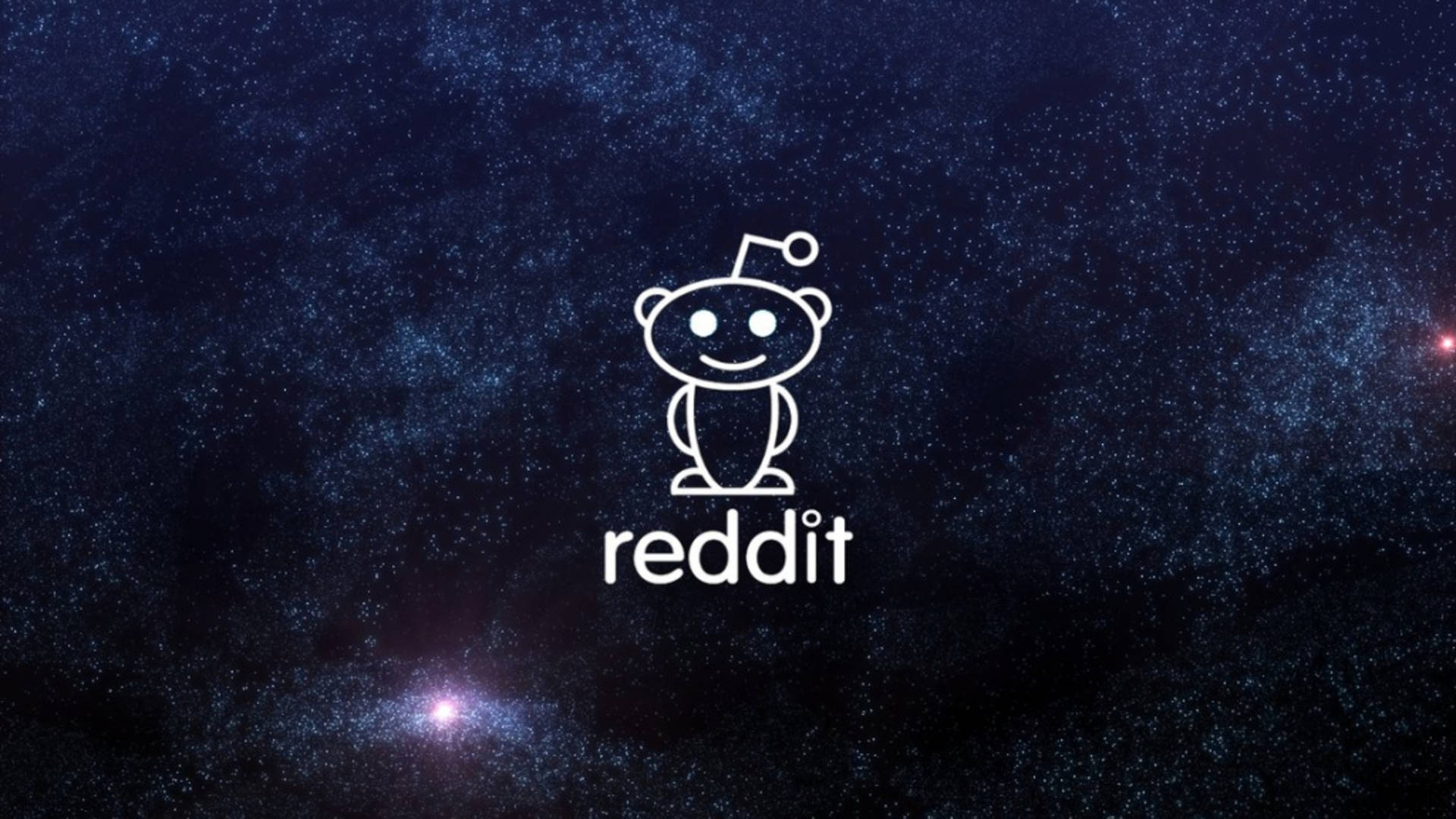 Reddit外星人標誌漂浮在帶有發光星雲的星空夜空中。