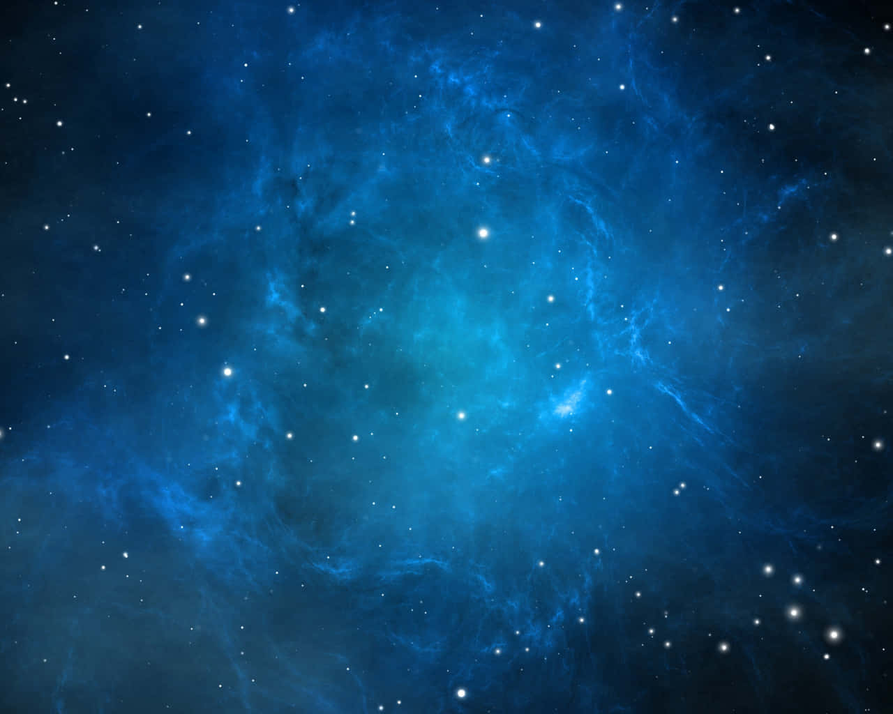 藍色星雲太空個人頭像背景 壁紙 — 廣闊的宇宙星雲在深藍色中發光，點綴著散落的星星，背景是黑暗虛空。