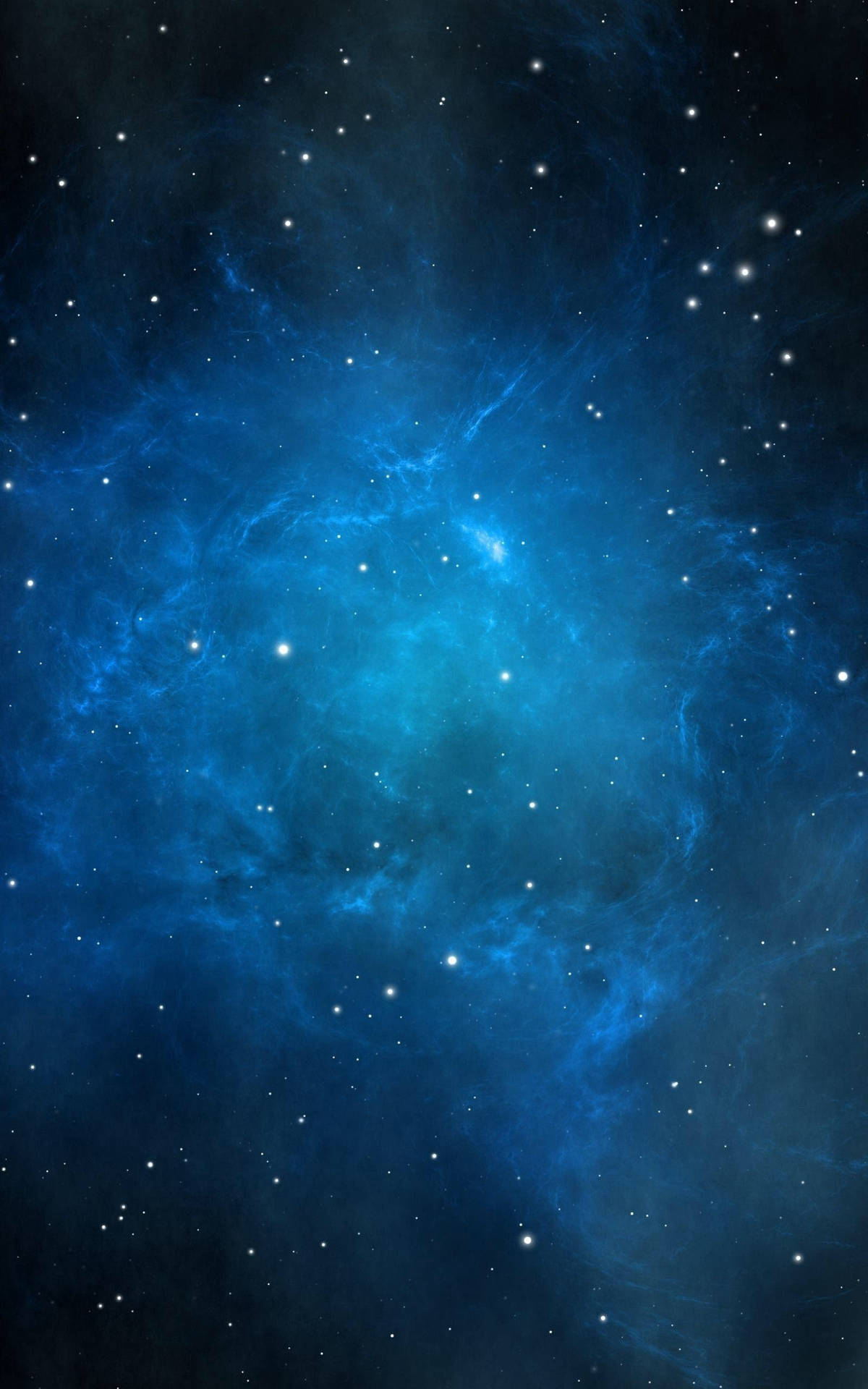 充滿星星的鮮豔藍色宇宙星雲，在深空中。