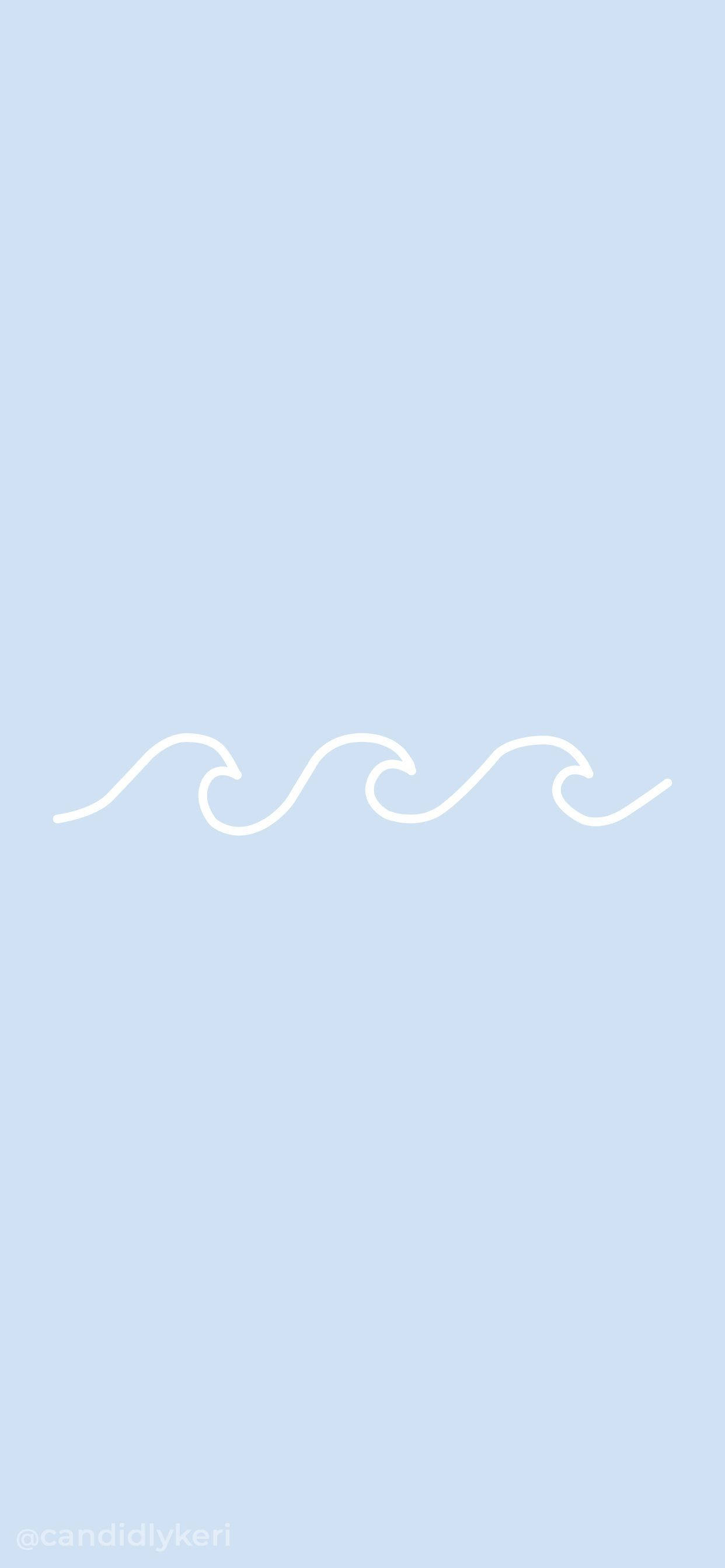 藍色柔霧風極簡海浪 壁紙 — 簡約白色波浪線條在柔和粉藍色背景上輕輕漂浮。