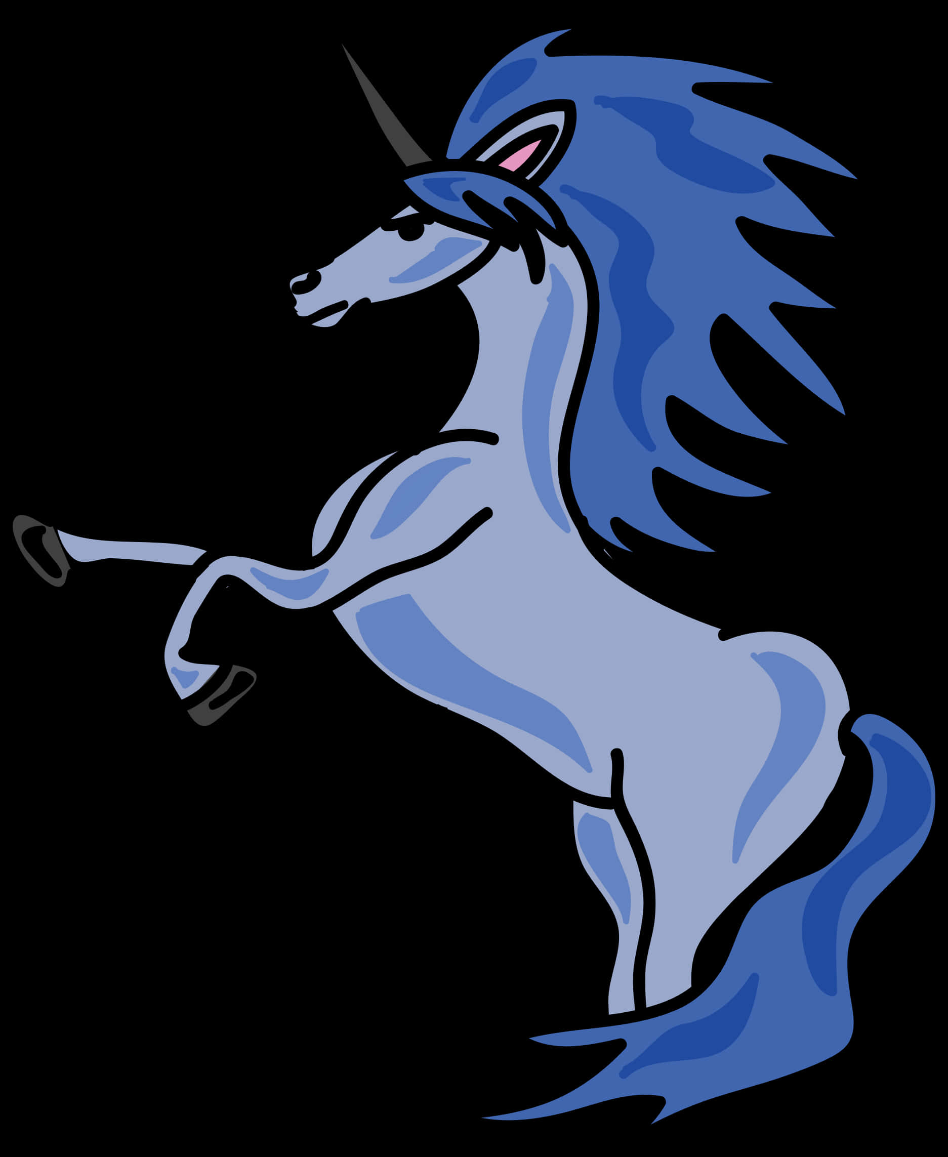 藍色獨角獸卡通插圖 壁紙