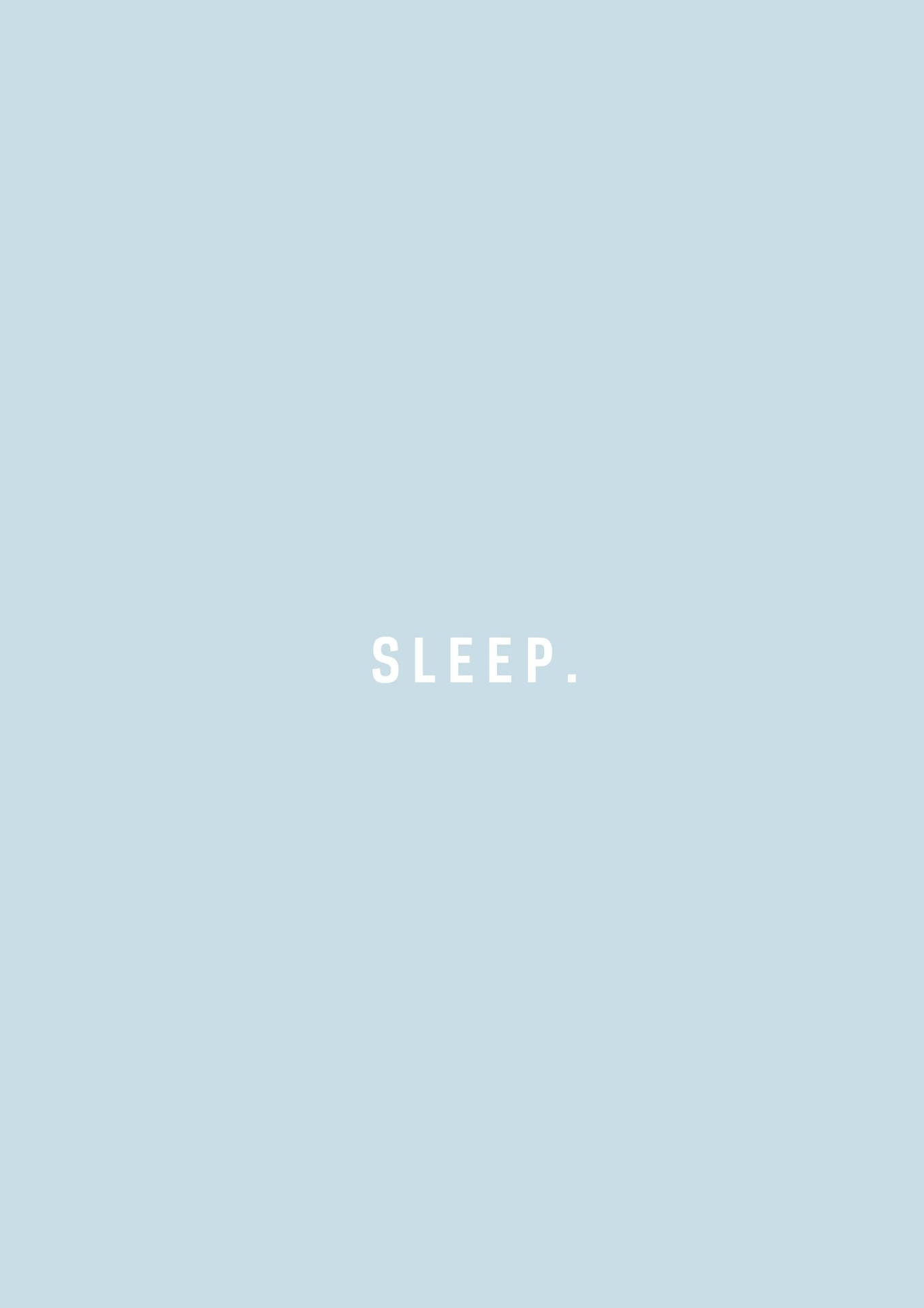 淺藍色背景上白色文字寫著的「sleep」一詞。