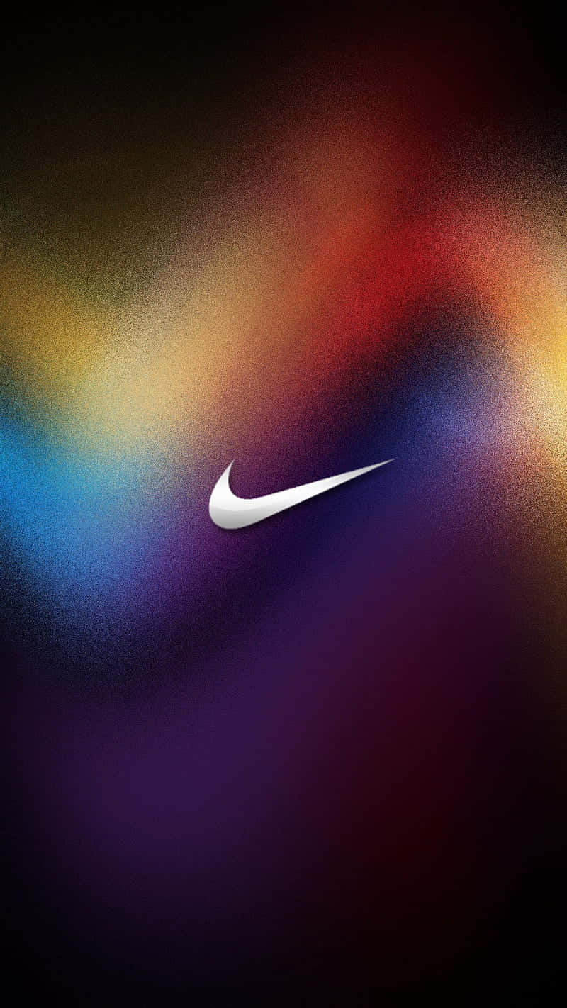 白色Nike剔號標誌在鮮豔漸變背景上