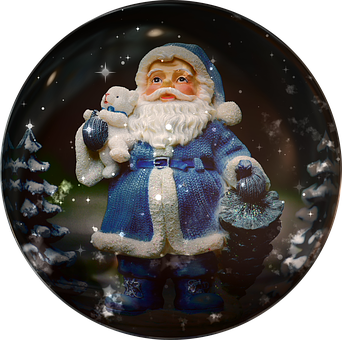 藍色聖誕老人雪景球節日裝飾 壁紙