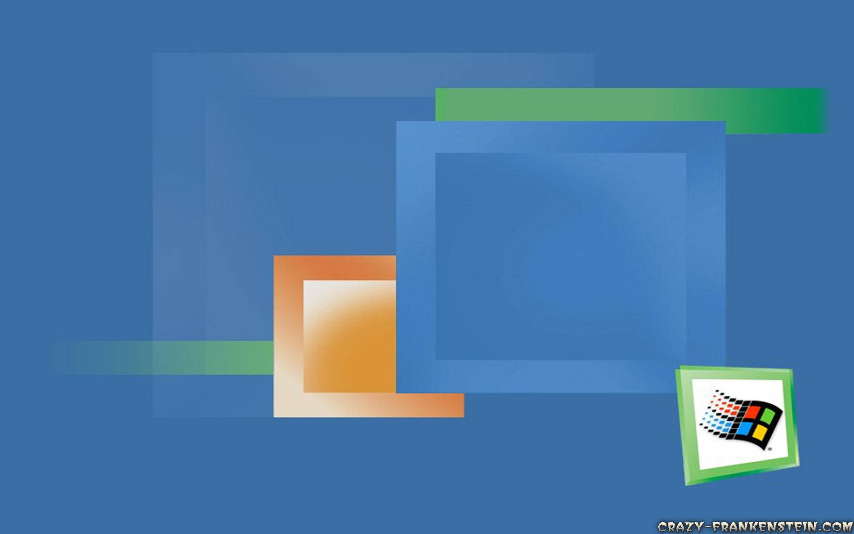 帶有Windows標誌的抽象藍色、橙色和綠色幾何形狀
