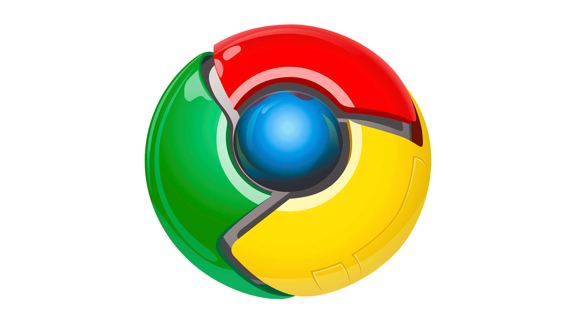 帶有紅色、綠色、黃色和藍色部分的3D渲染Google Chrome瀏覽器標誌。
