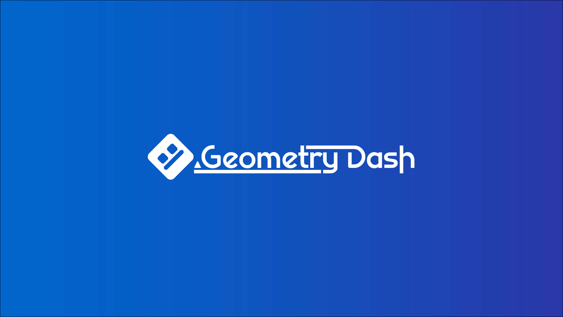 藍色漸變背景上的Geometry Dash遊戲標誌