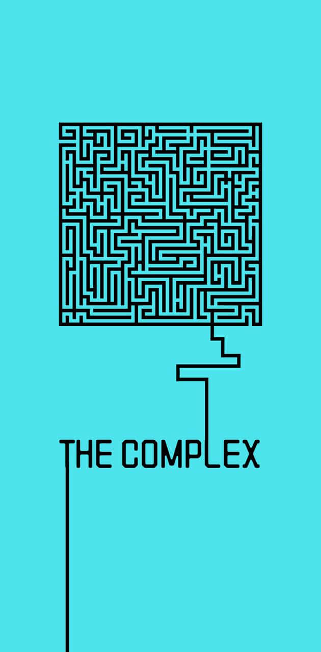 黑色迷宮圖示，附有文字 The Complex，背景為青色。