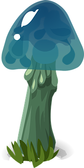 藍色蘑菇插圖風格 壁紙