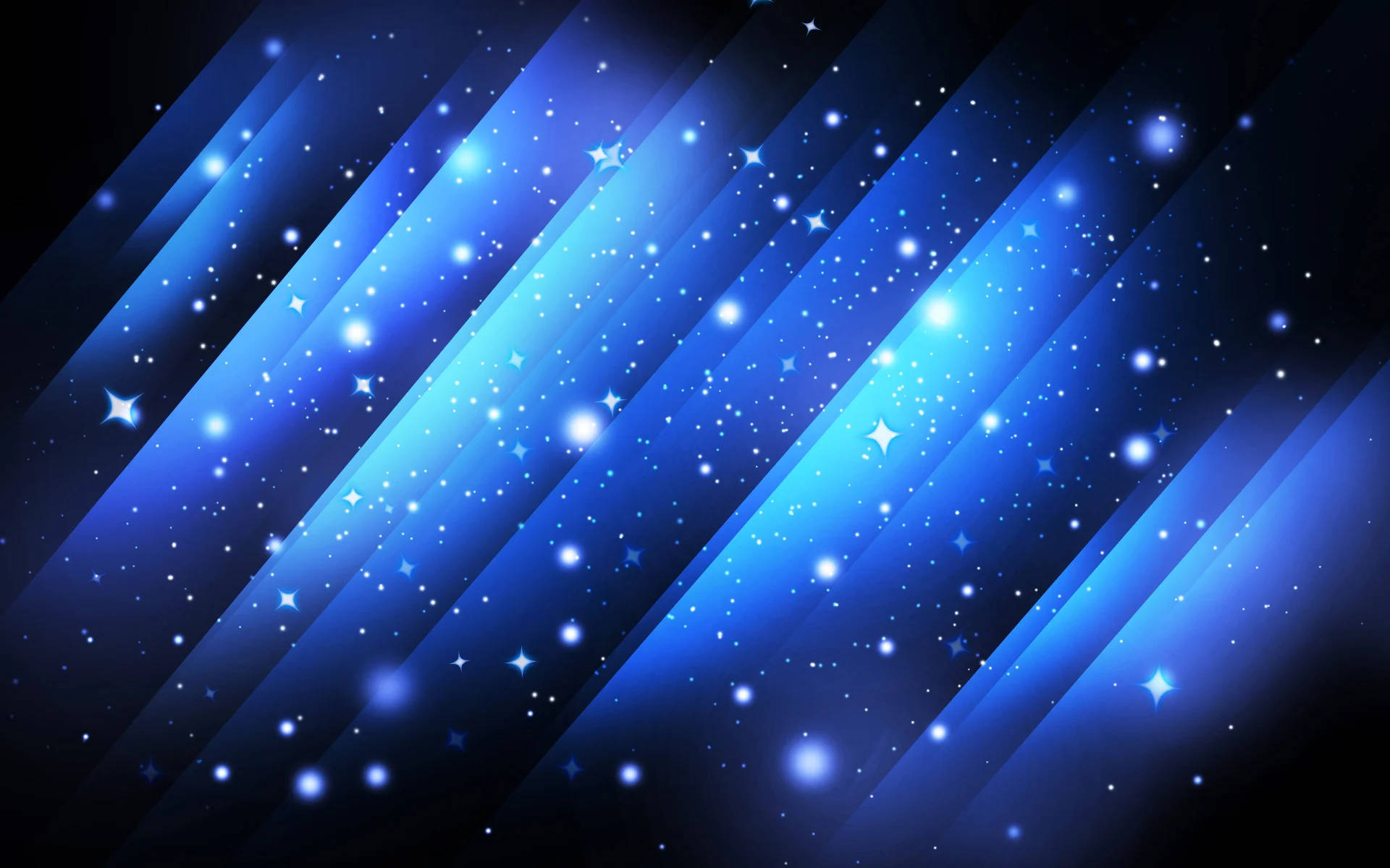 宇宙夜空中的藍色光束和星星。