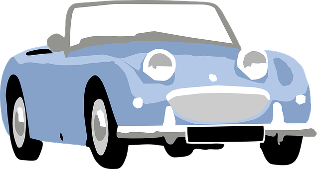 藍色開篷卡通車 壁紙