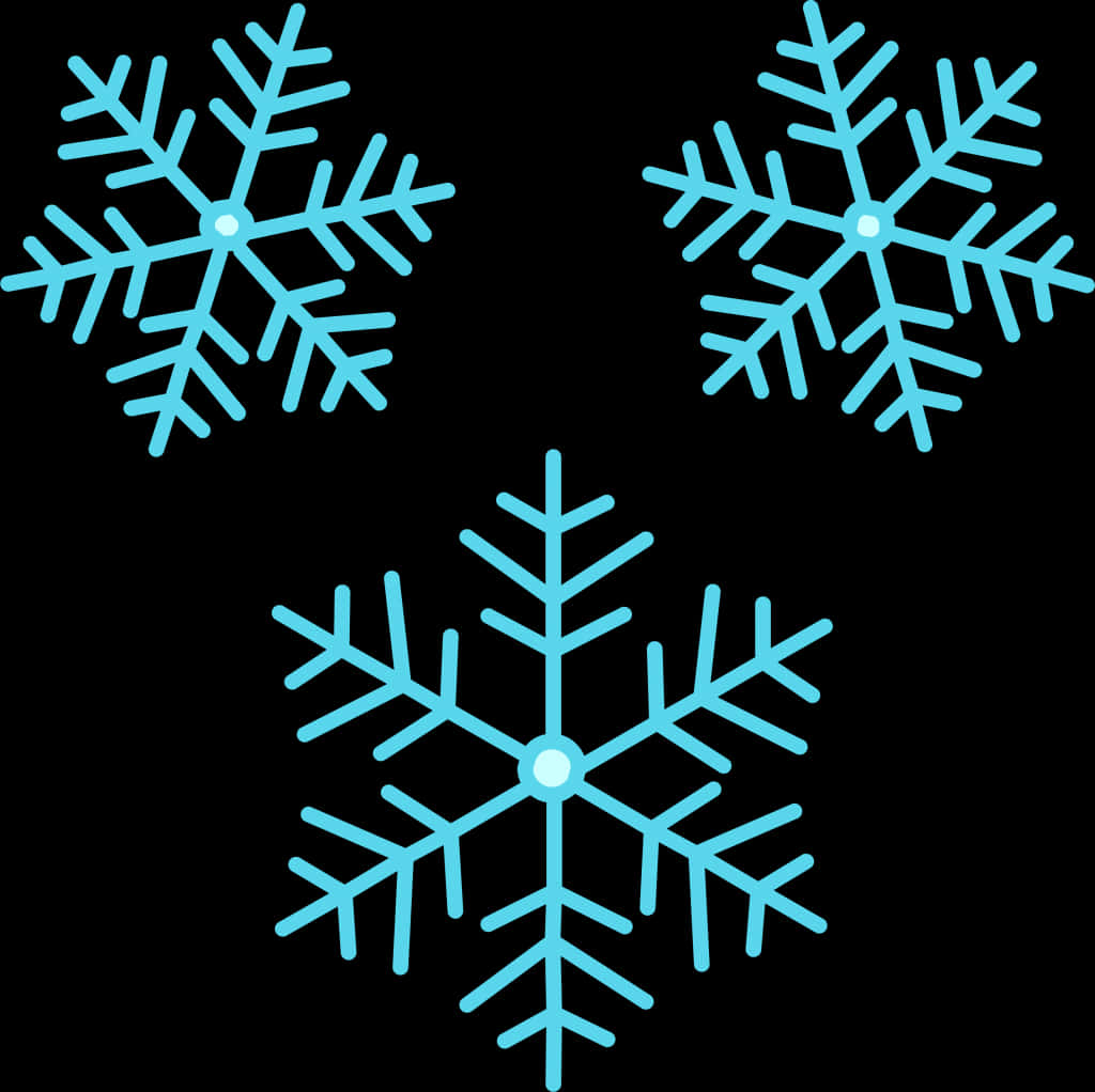 藍色雪花在黑色背景上 壁紙