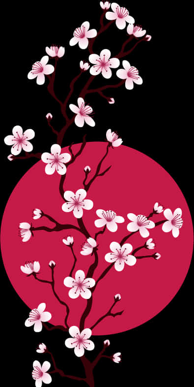 藝術化櫻花枝條 壁紙