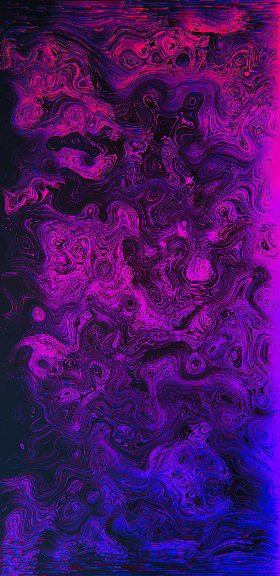 動態數碼藝術，在深色背景上呈現旋轉的紫色和藍色霓虹圖案。