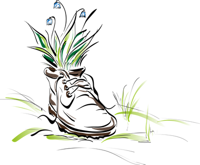 藝術風格鞋履與植物生長 壁紙