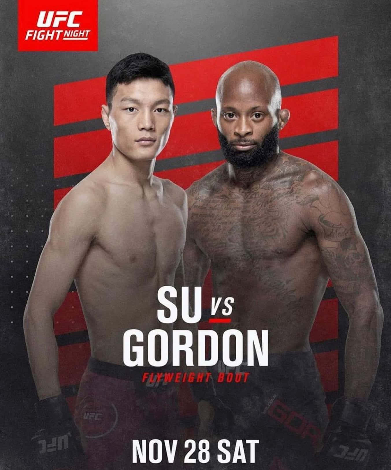 兩位UFC拳手在蠅量級比賽的宣傳海報中正面向前。