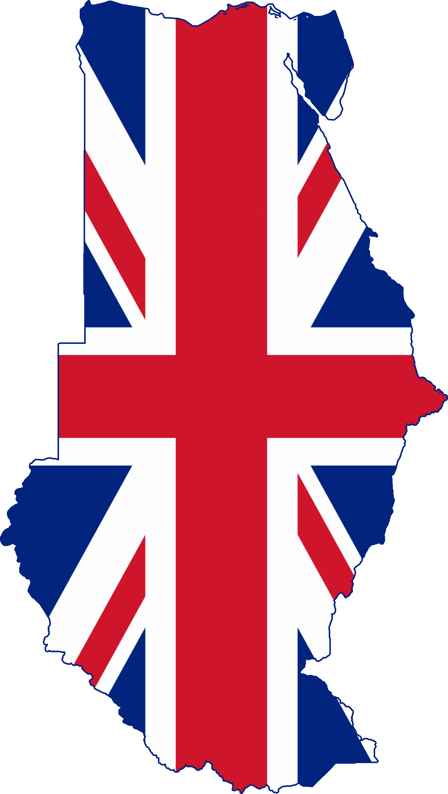 蘇丹地圖與英國國旗疊加圖 壁紙 — 英國國旗以鮮明的紅、白、藍色填滿英國的輪廓。