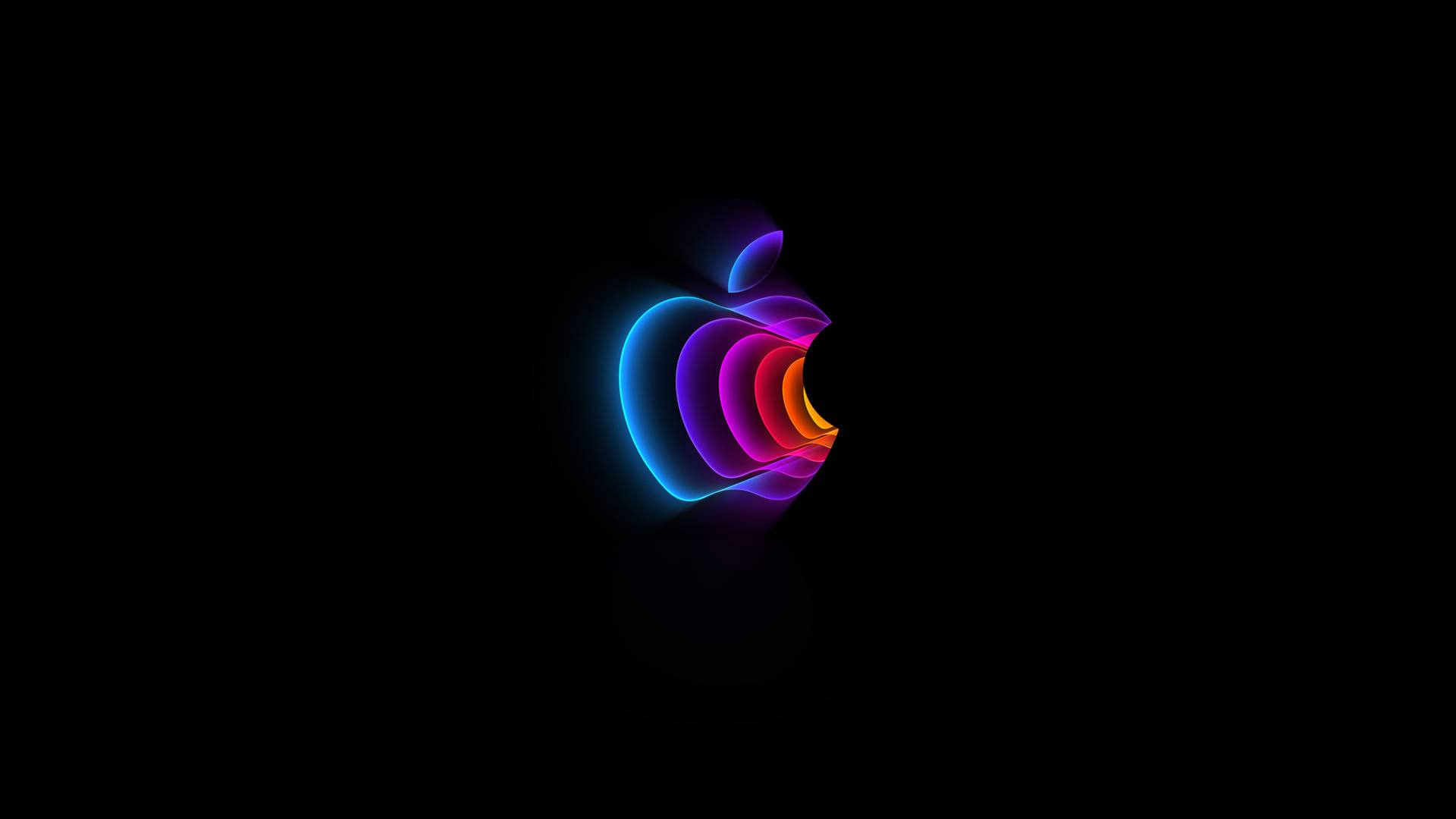 霓虹Apple標誌在黑色背景上閃爍鮮豔色彩