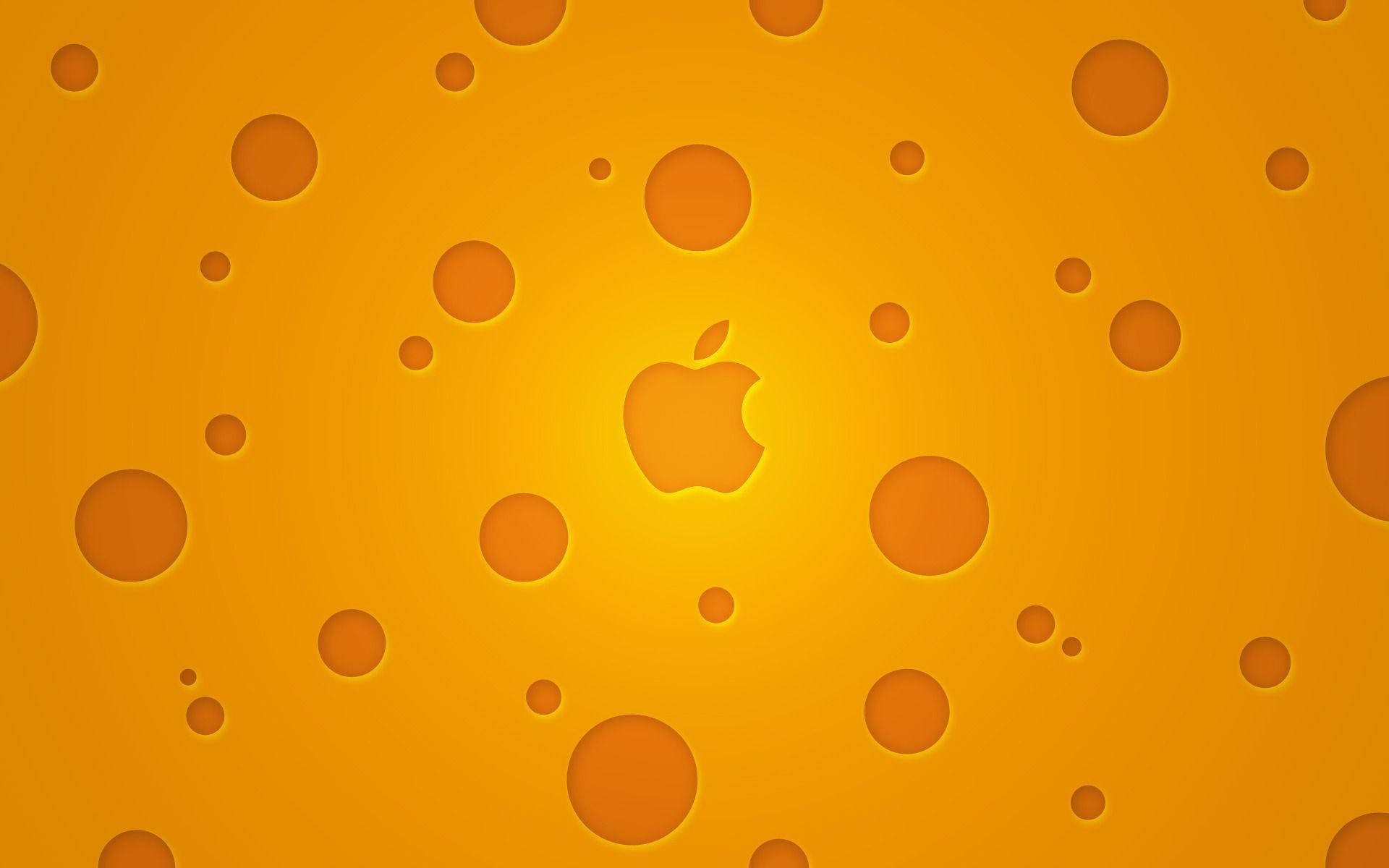 金色芝士紋理與中央的Apple標誌