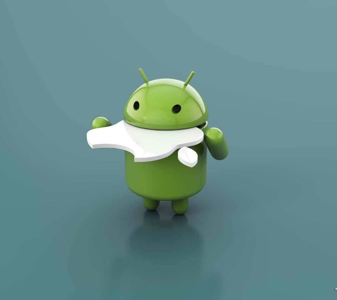 綠色Android吉祥物喺青綠色背景上拎住白色拼圖塊。