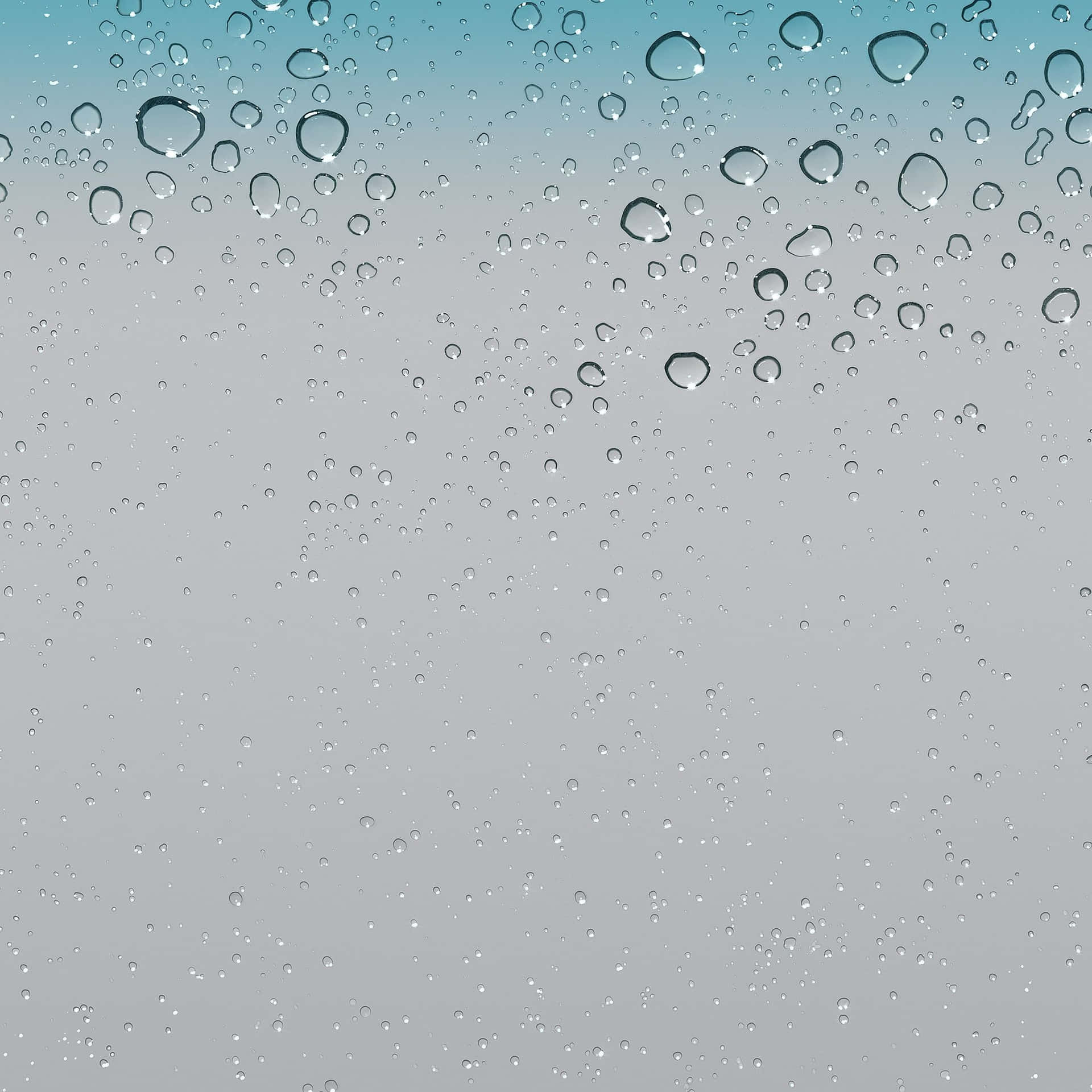 窗上的雨滴，背景是藍綠色到灰色的漸變天空。