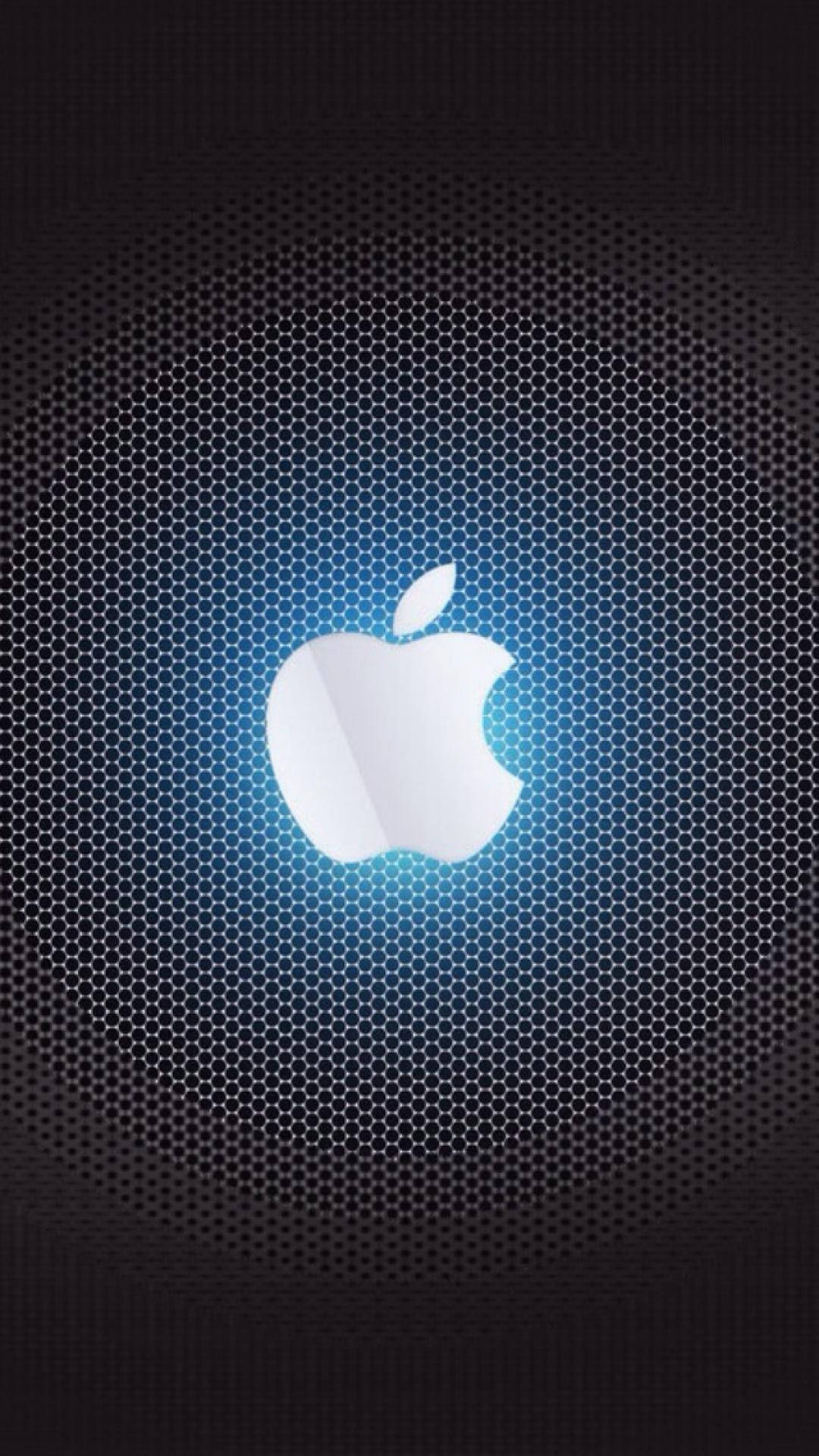 深色六角網格背景上發光的Apple標誌