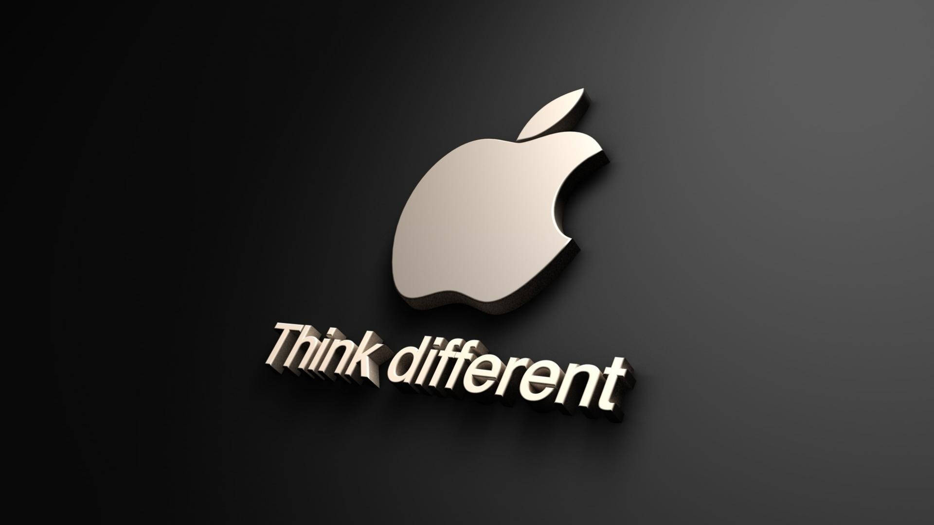 Apple標誌，帶有「Think different」口號，在深色漸變背景上。