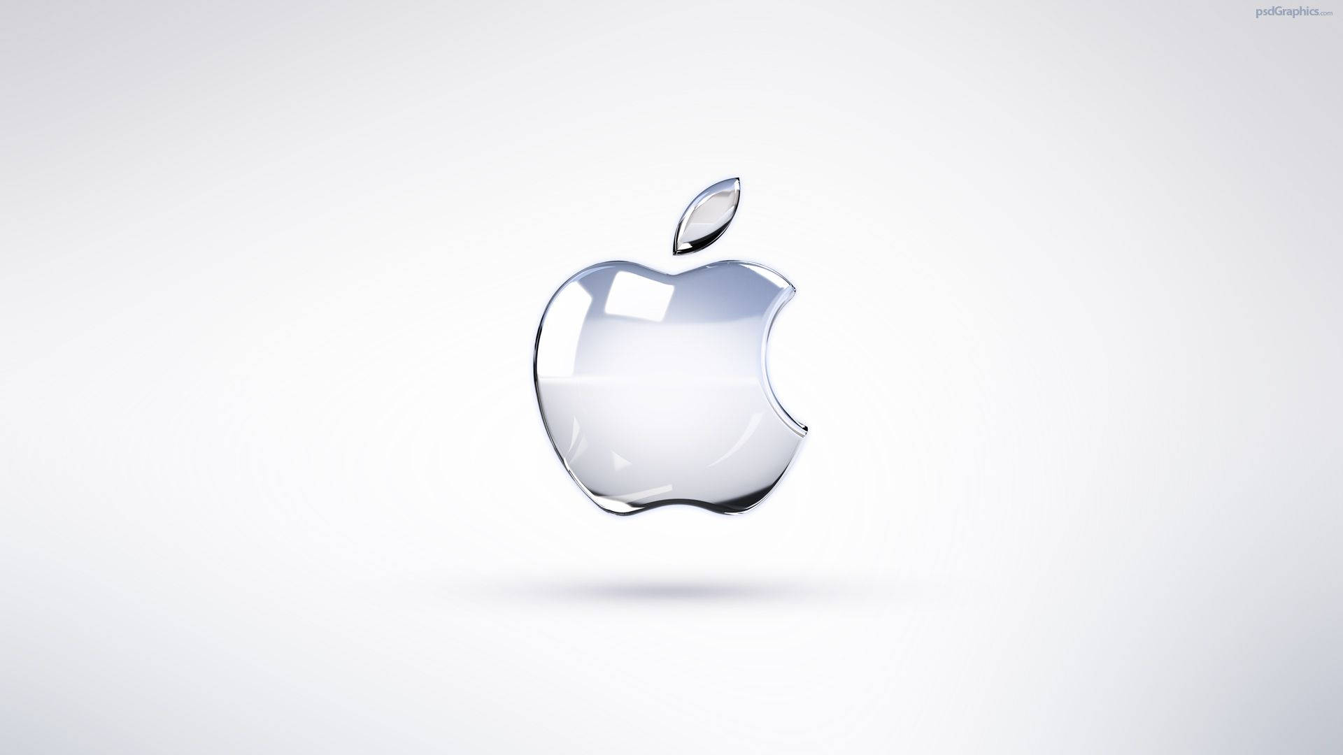 閃亮的玻璃Apple標誌漂浮在白色背景上