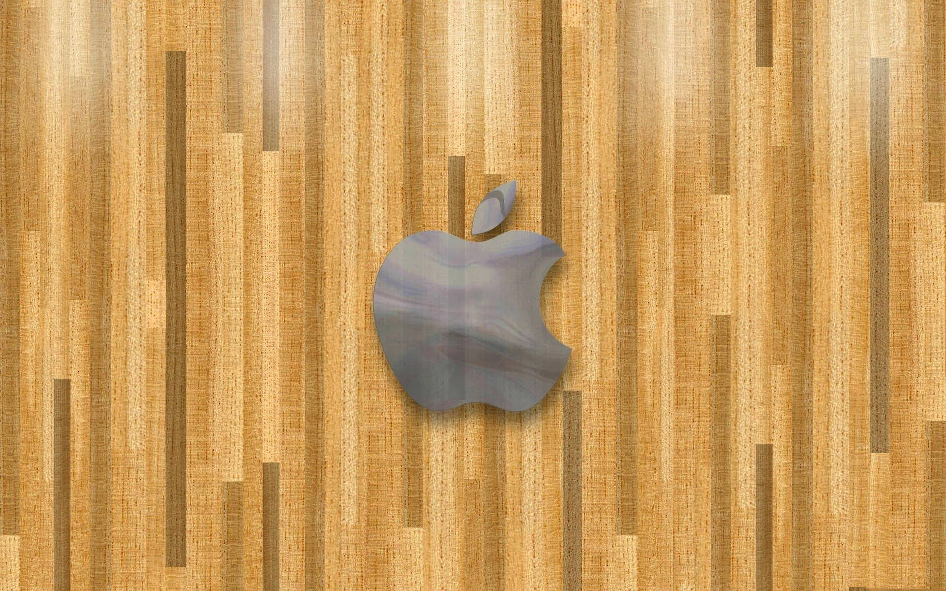木板背景上的Apple標誌