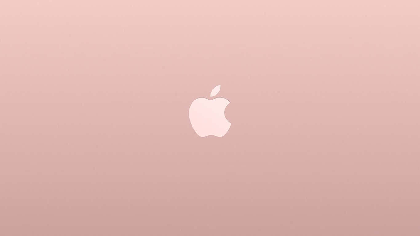 白色Apple標誌置於玫瑰金漸變背景中央。