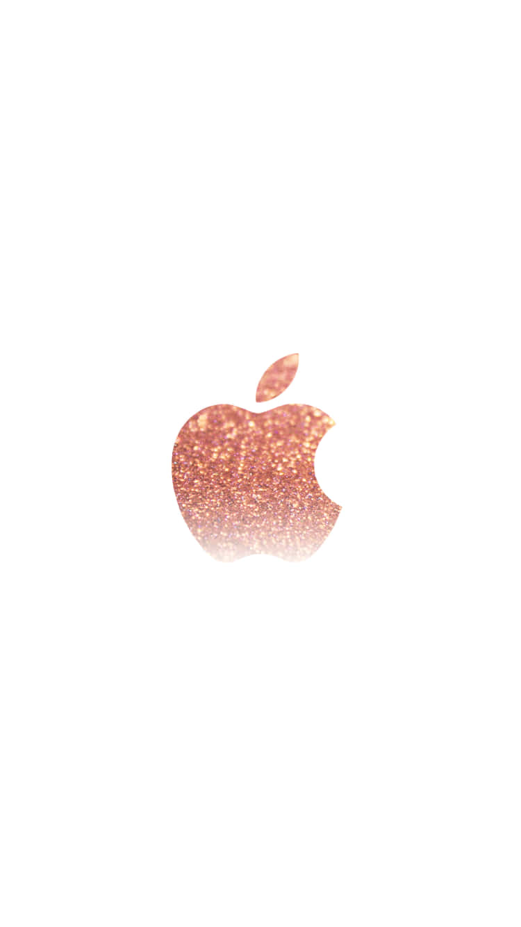 白色背景上的玫瑰金閃粉 Apple 標誌
