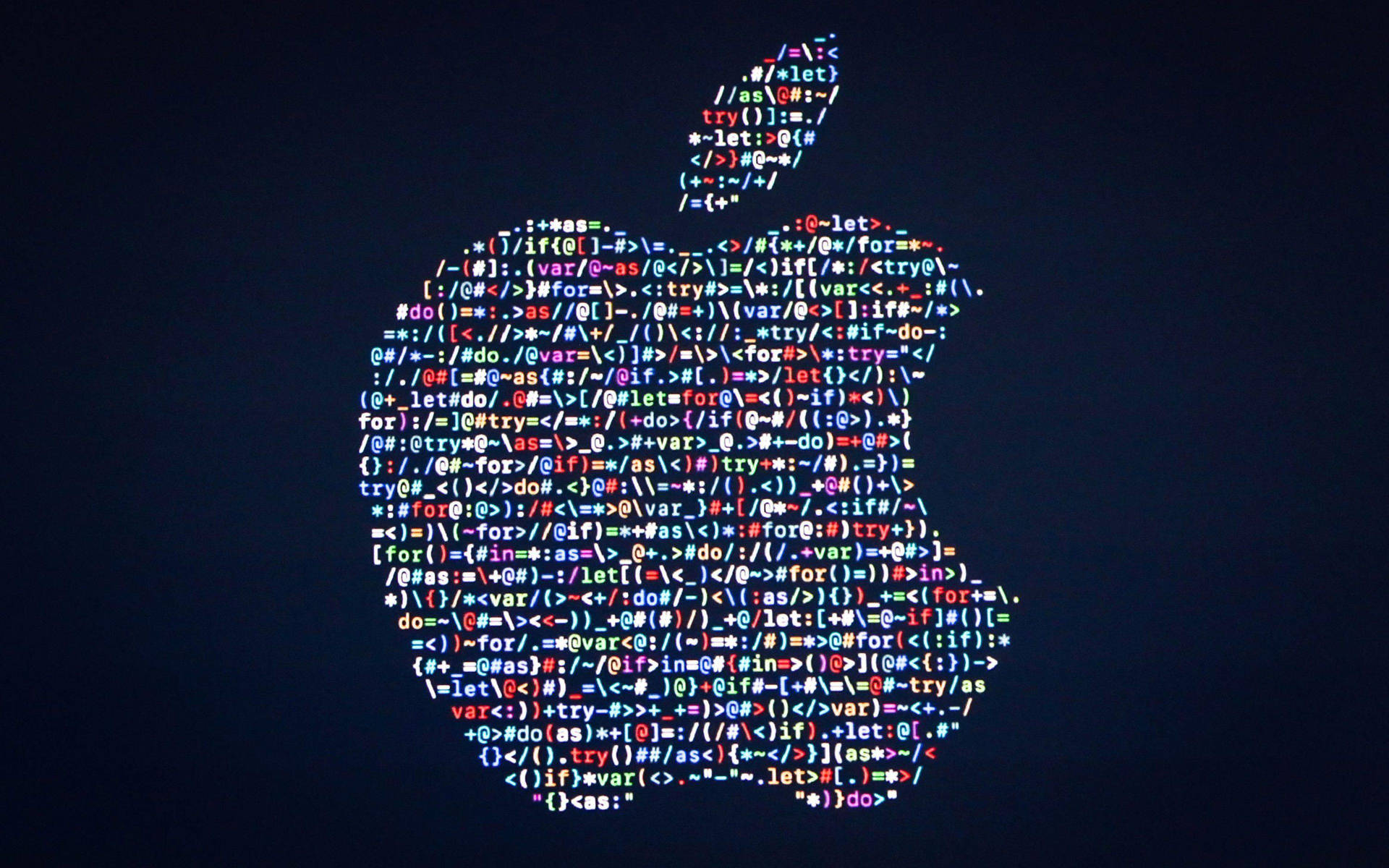 由彩色代碼在深色背景上組成的Apple標誌