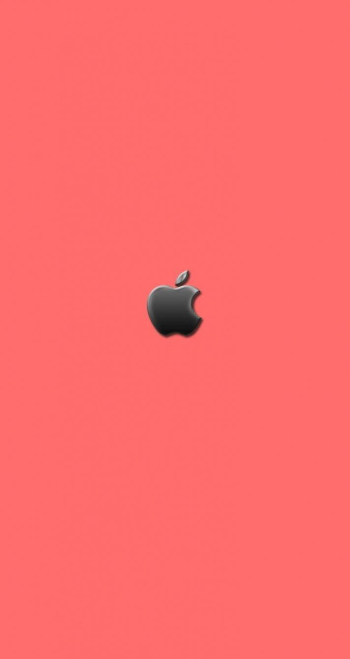 黑色Apple標誌在珊瑚粉紅色背景上