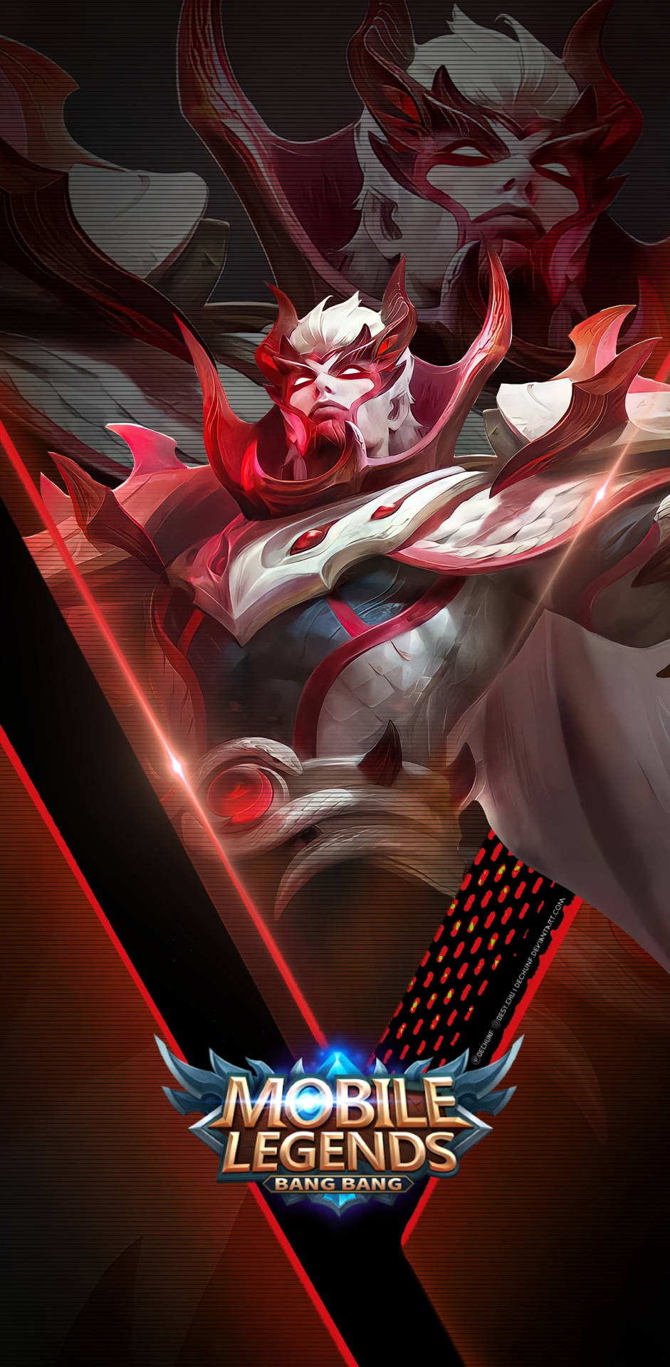 來自 Mobile Legends Bang Bang 遊戲的惡魔戰士角色，身穿紅白盔甲。