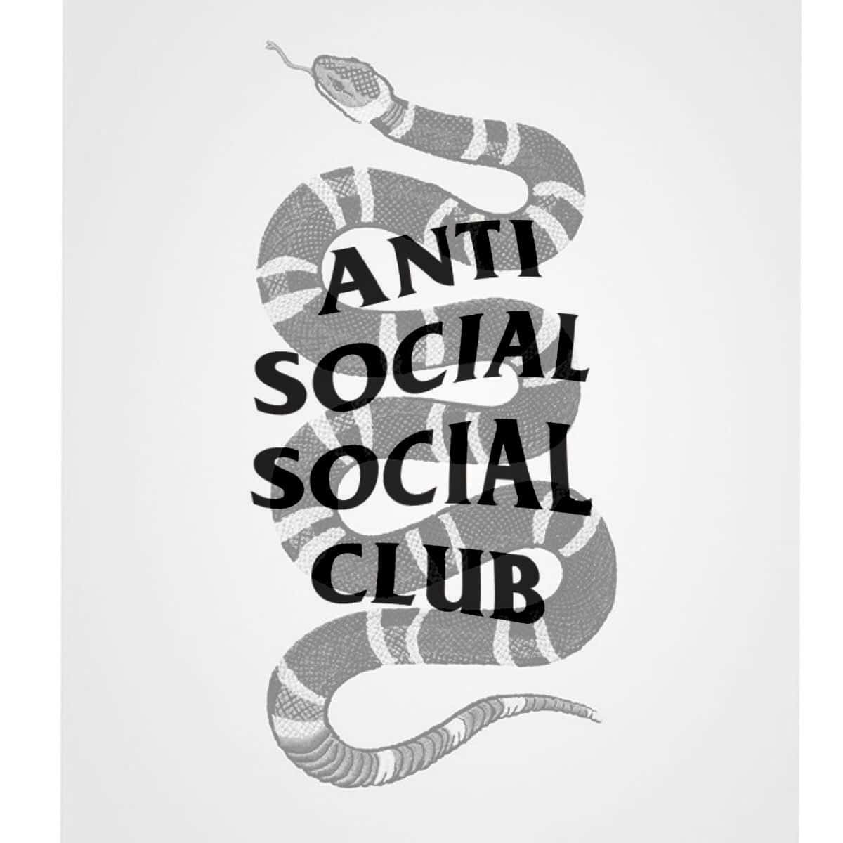一個風格化的蛇圖形，其螺旋中融入了 anti social social club 字樣。