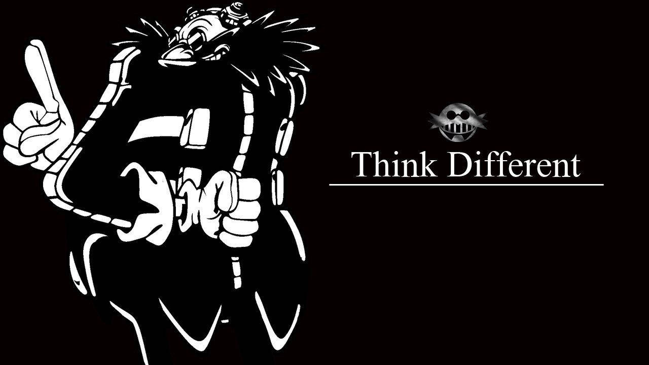 卡通角色豎起大拇指，附有「Think Different」標語。