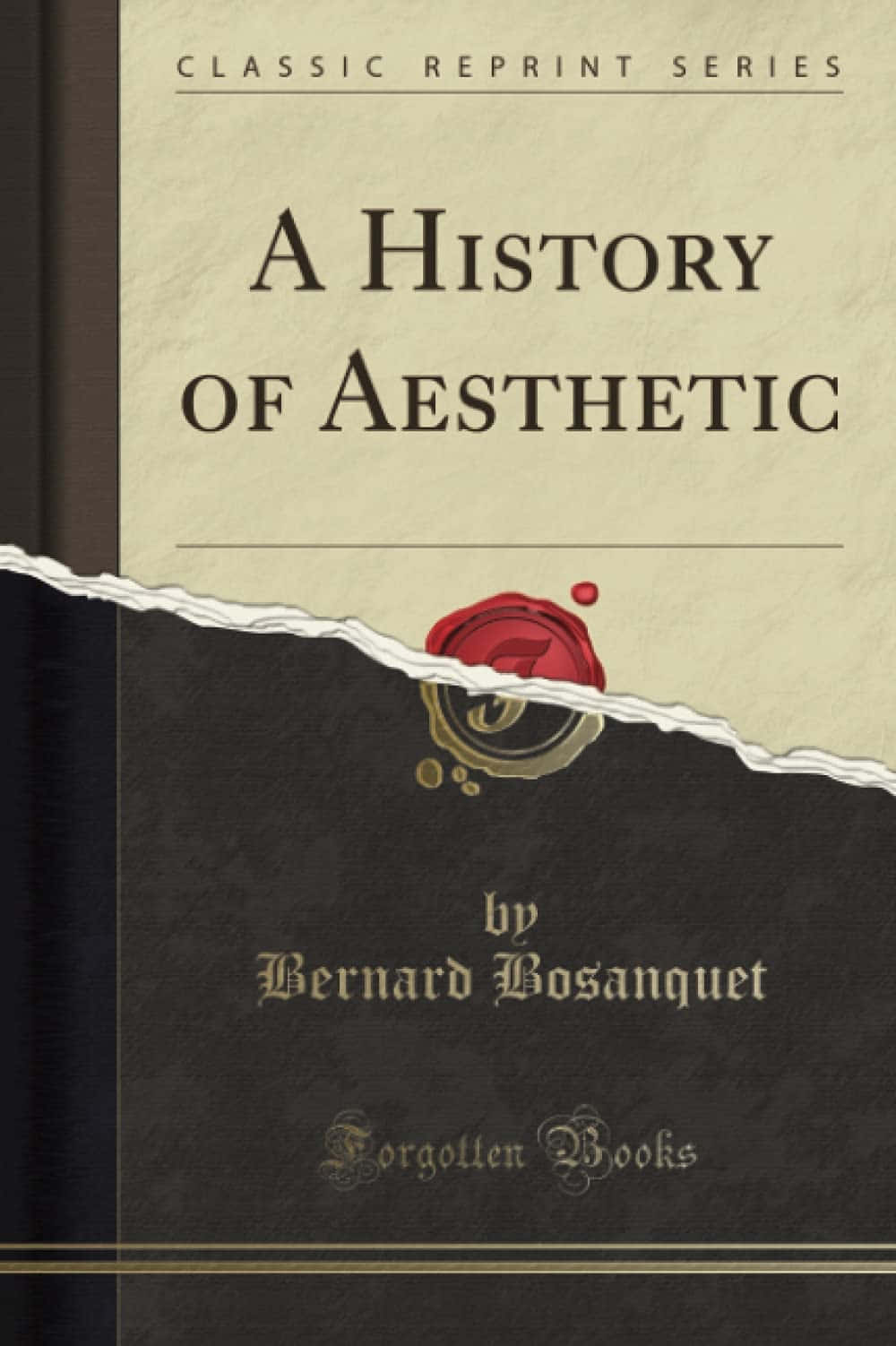 撕開的書封顯示標題 A History of Aesthetic 和紅色火漆印章。