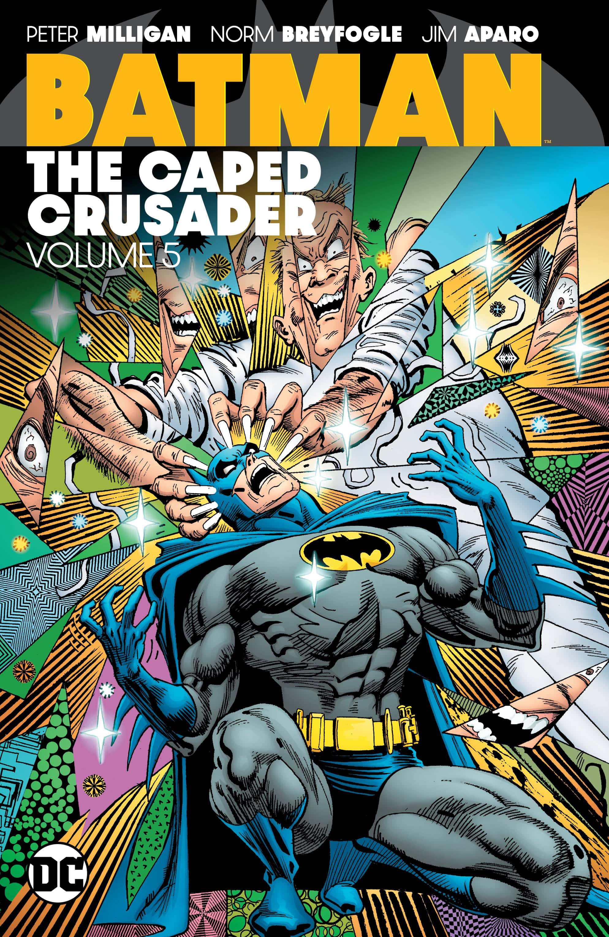 The Caped Crusader 桌布 壁紙 — 蝙蝠俠在一個混亂的漫畫書封面上與一個怪物般的惡棍戰鬥，充滿了大膽的色彩和動態的角度。