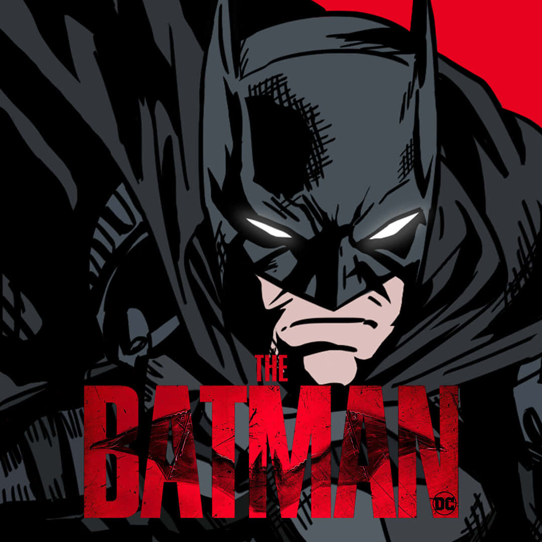 Batman Year One 桌布 壁紙 — 蝙蝠俠在鮮紅色的背景下，以粗獷的漫畫風格，用發光的眼睛強烈地凝視著。