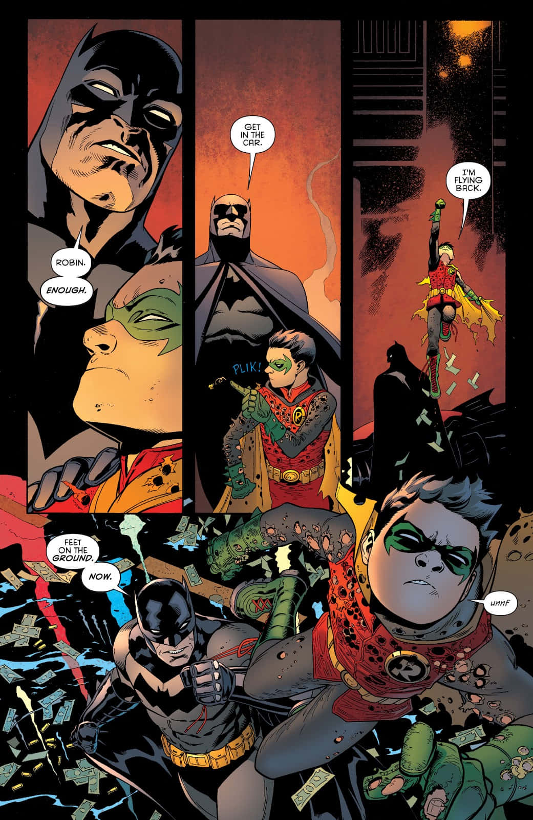 Batman Vs Robin 桌布 壁紙 — 蝙蝠俠與羅賓在一個火熱的漫畫格中衝突，充滿動態動作和戲劇性表情。