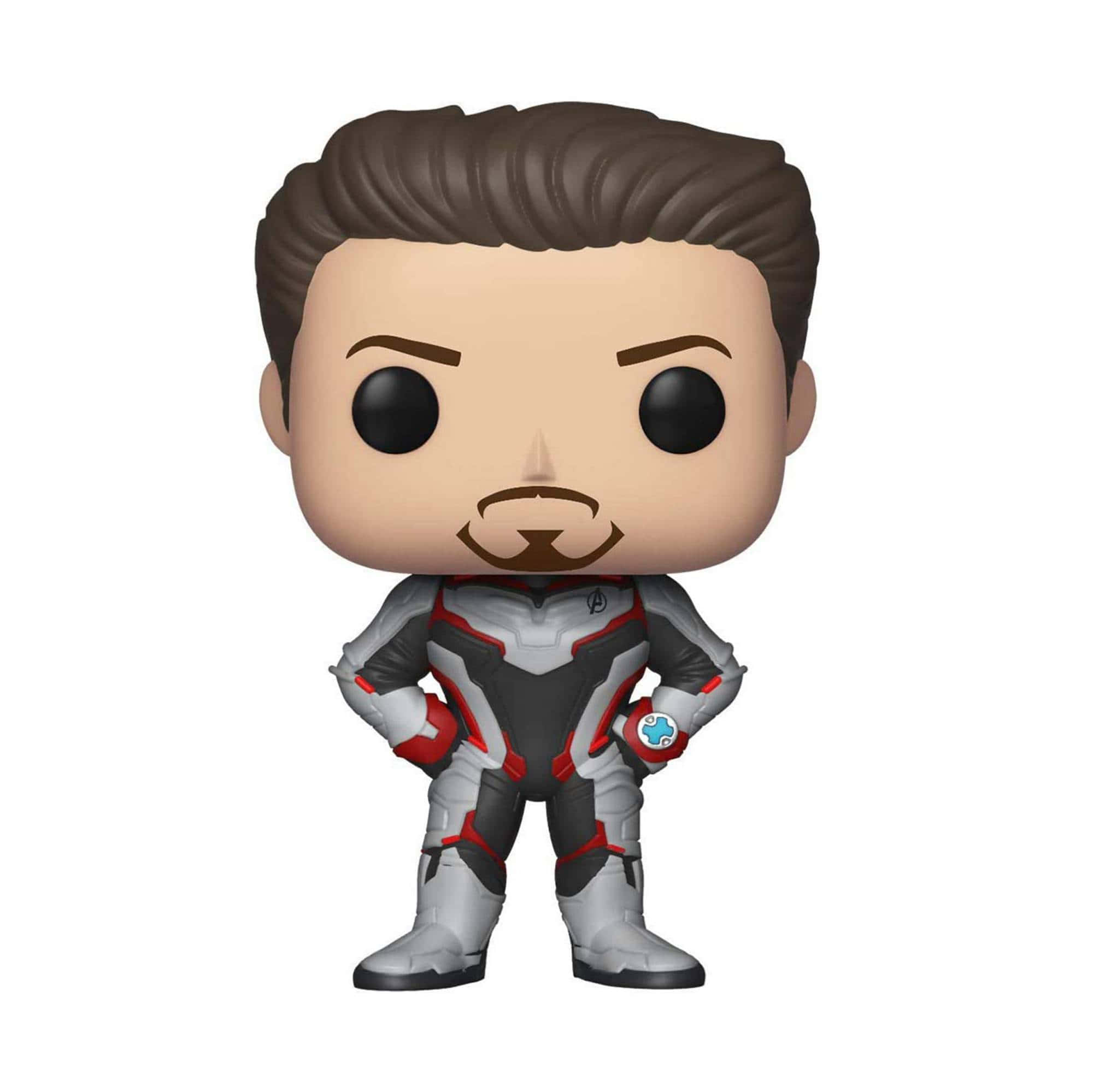 Iron Man Pop Figures 桌布 壁紙 — 蟻俠的Funko Pop人偶身穿白色、紅色和黑色戰衣，雙手叉腰，自信地站在純白色背景前。